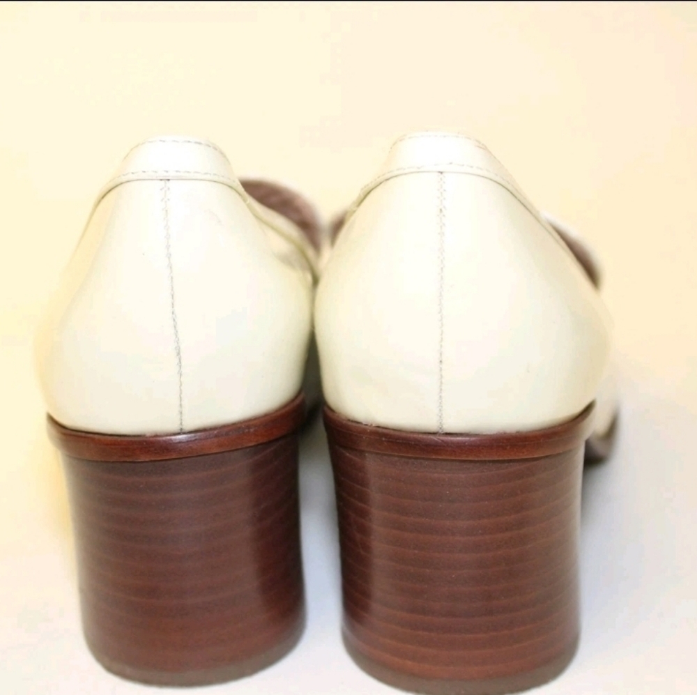 Tory Burch Gemini Link Womens 6.5 M Ivory Patent Leather Loafers Heels - Picture 7 of 12